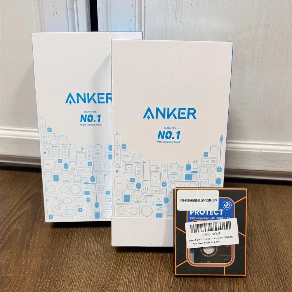 Anker iPhone 16 Pro glass screen protector and glass lens protector.